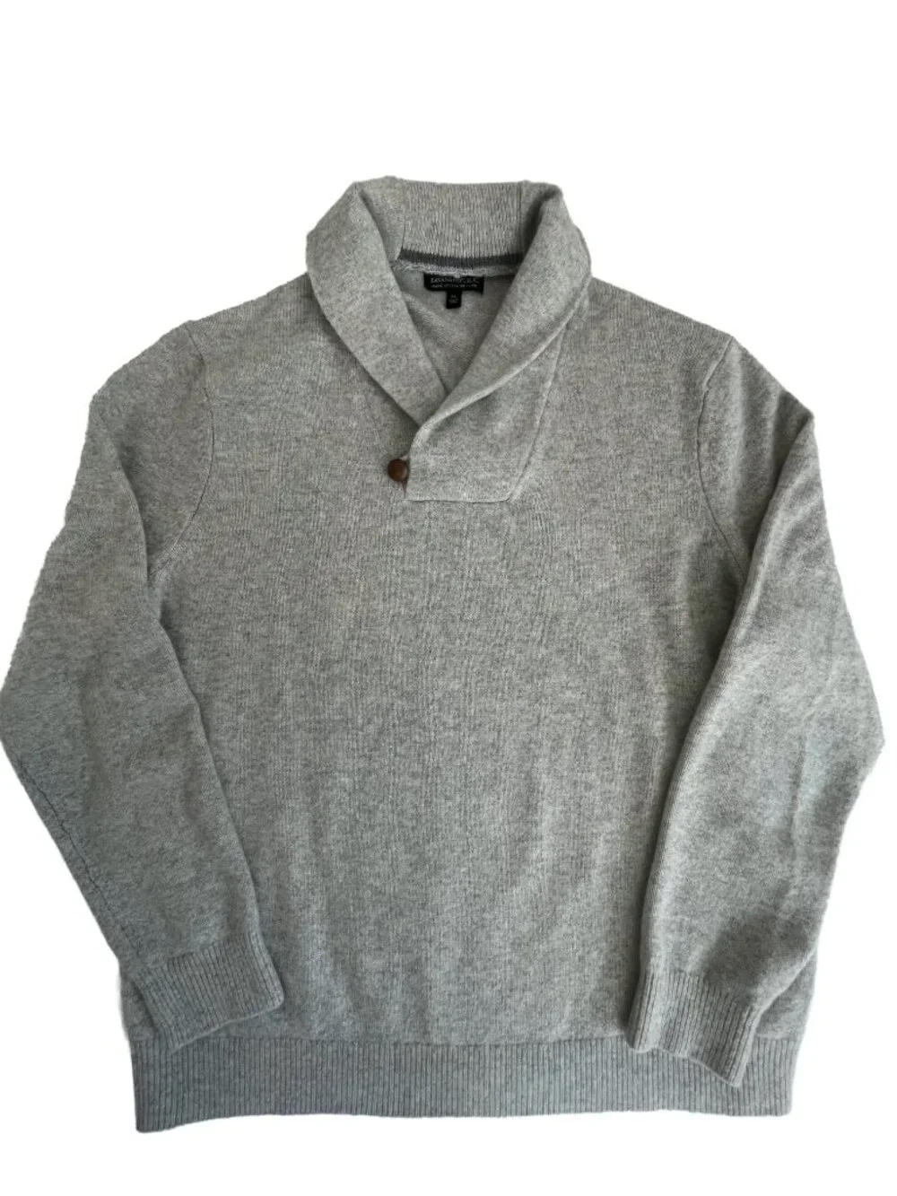 Banana Republic Italian Yarn Merino Wool Blend Shawl Collar Sweater Gray XL